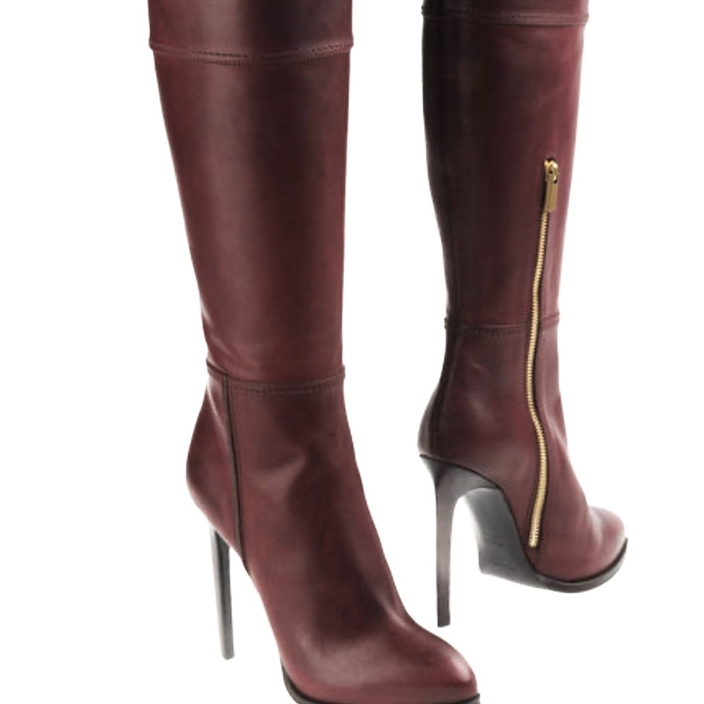 Emilio Pucci Elegant Burgundy Knee-High Leather Boots. Gently Worn. Size 40 1/2. - Picture 8 of 9